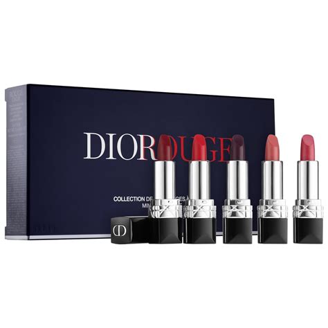 3 Mini Rouge Dior Lipsticks in a Makeup Set .